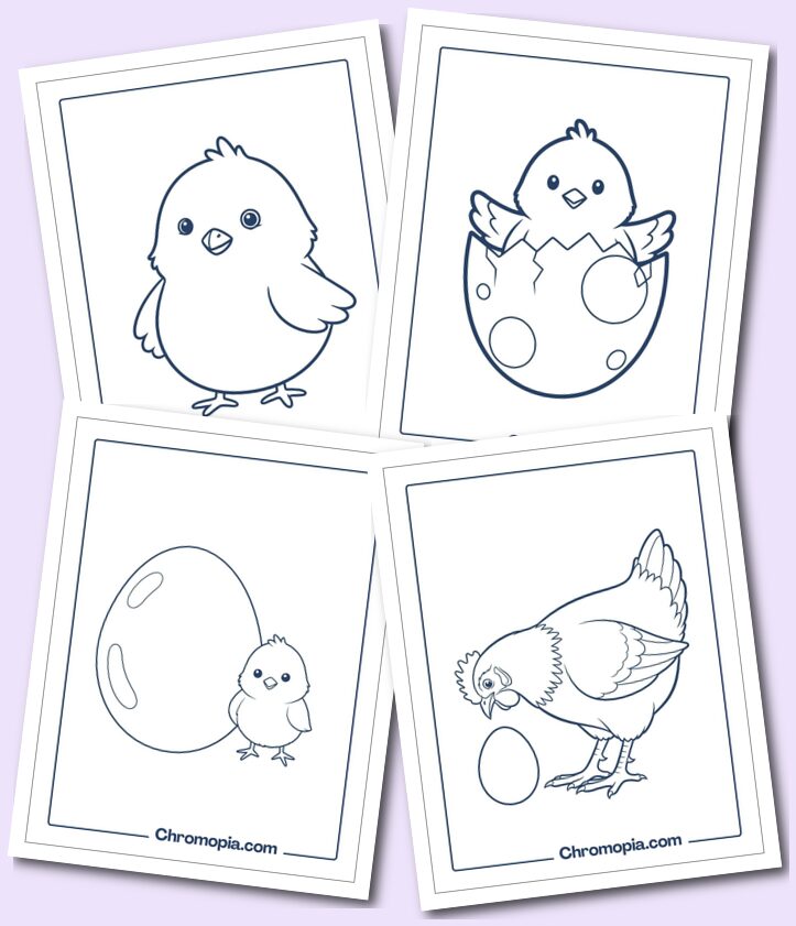 Simple Chicken Coloring Pages for Kids
