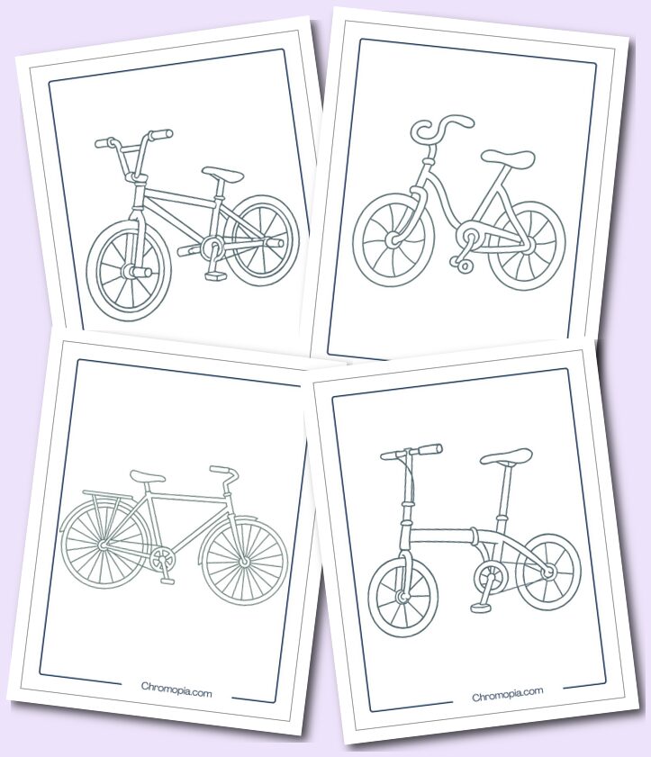 Simple Cycle and Bicycle Coloring Pages