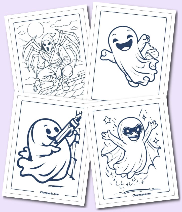 Simple Ghost coloring pages for kids