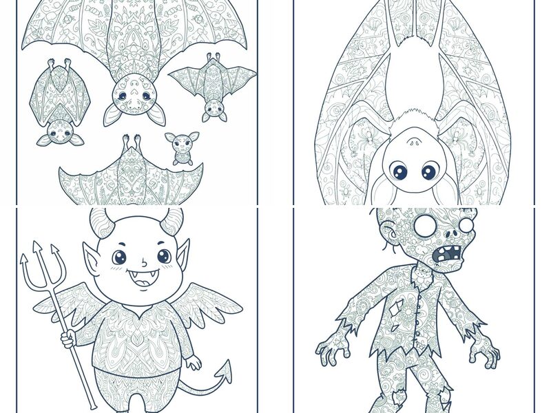 Simple Giant Cartoon All Halloween Mandala Coloring Pages kids