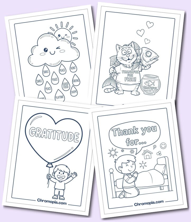 Simple Gratitude Coloring Pages for Kids