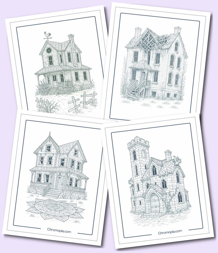 Simple Haunted House Coloring Pages