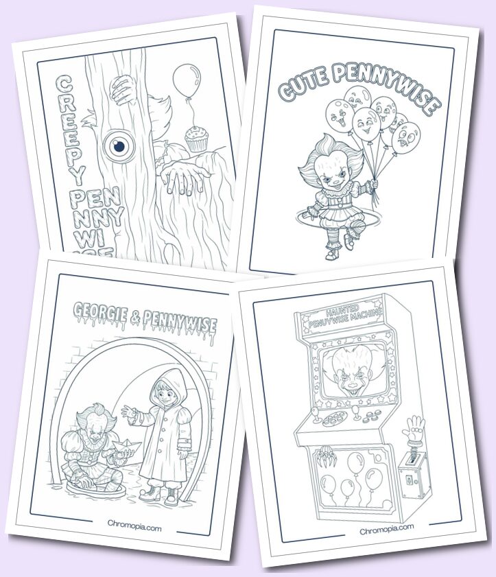 Simple Pennywise Coloring Pages for Kids, Toddlers, Preschoolers, Kindergarten and Students