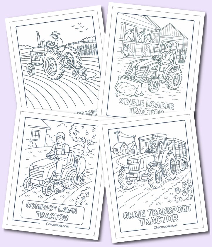 Simple Plain realistic Tractor Coloring Pages