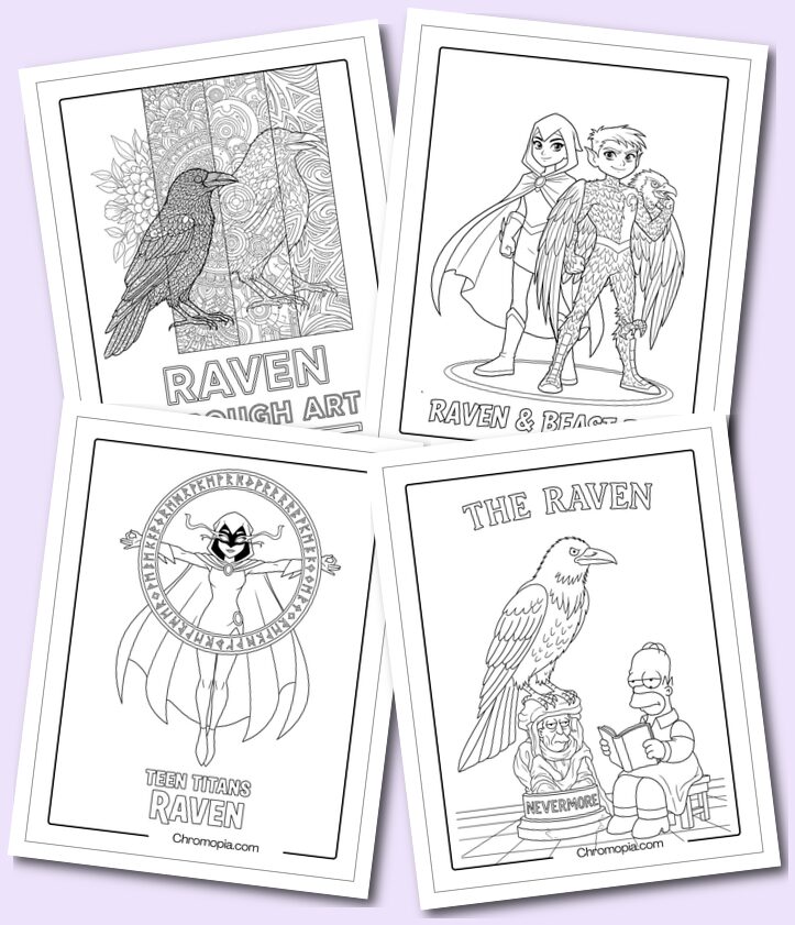 Simple Raven Coloring Pages for Kids, Toddlers, Preschoolers, Kindergarten