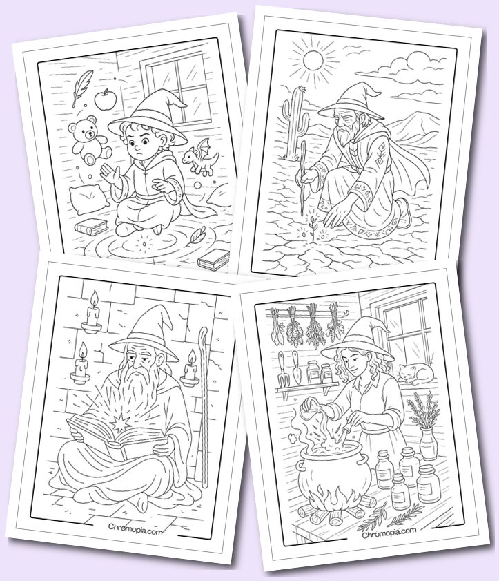 Simple Realistic Wizard Coloring Pages