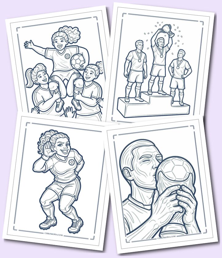 Soccer Trophy and Celebration Coloring Pages
