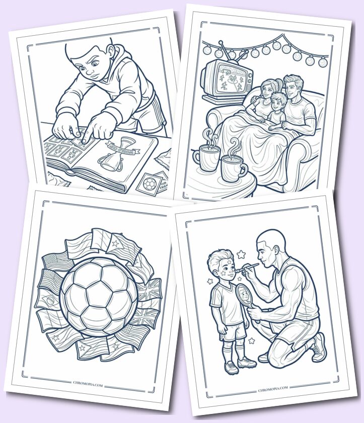 Soccer World Cup Fans and Family Coloring Pages