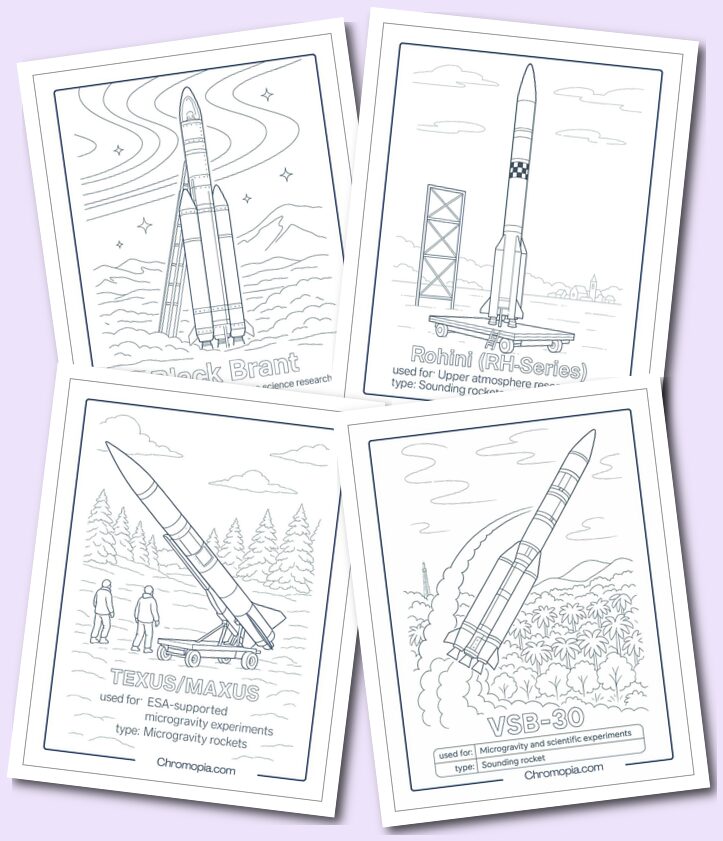 Sounding Rockets (Scientific Research & Testing) Rocket Coloring Pages