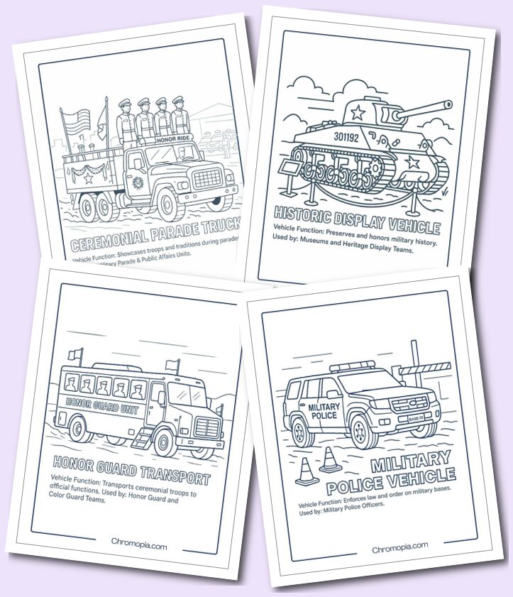 Specialized & Ceremonial Units – Army Vehicle Coloring Pages
