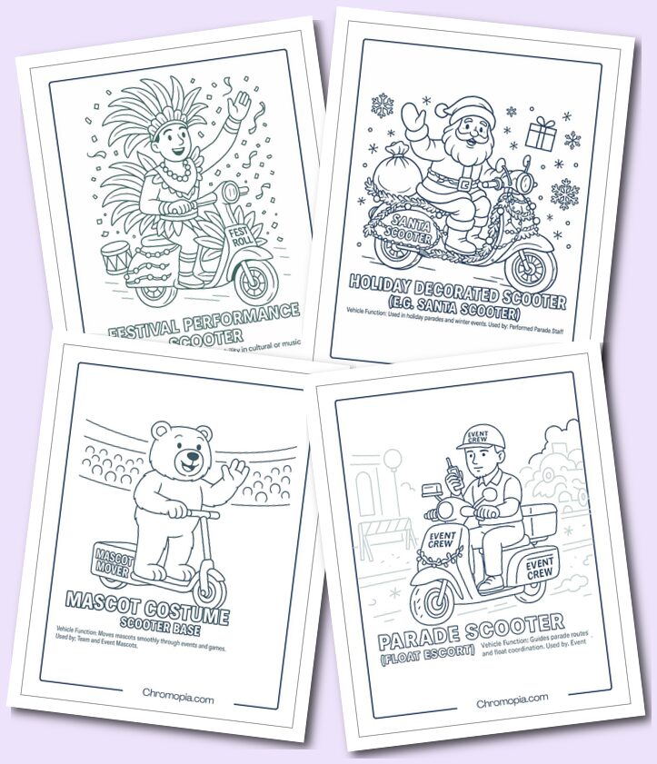 Specialty & Thematic Scooters – Scooter Coloring Pages