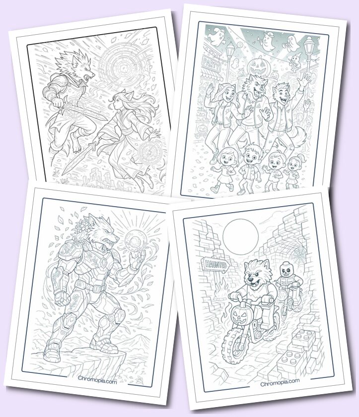 Stylized & Fantasy-Inspired Werewolf Coloring Pages
