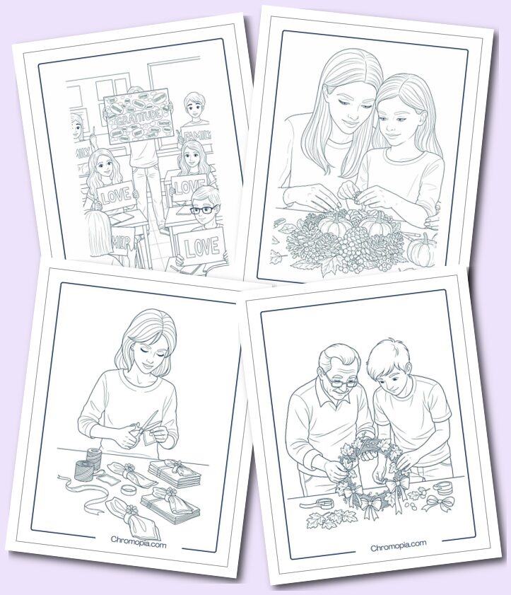 Thanksgiving Artistic & Creative Activities coloring sheets