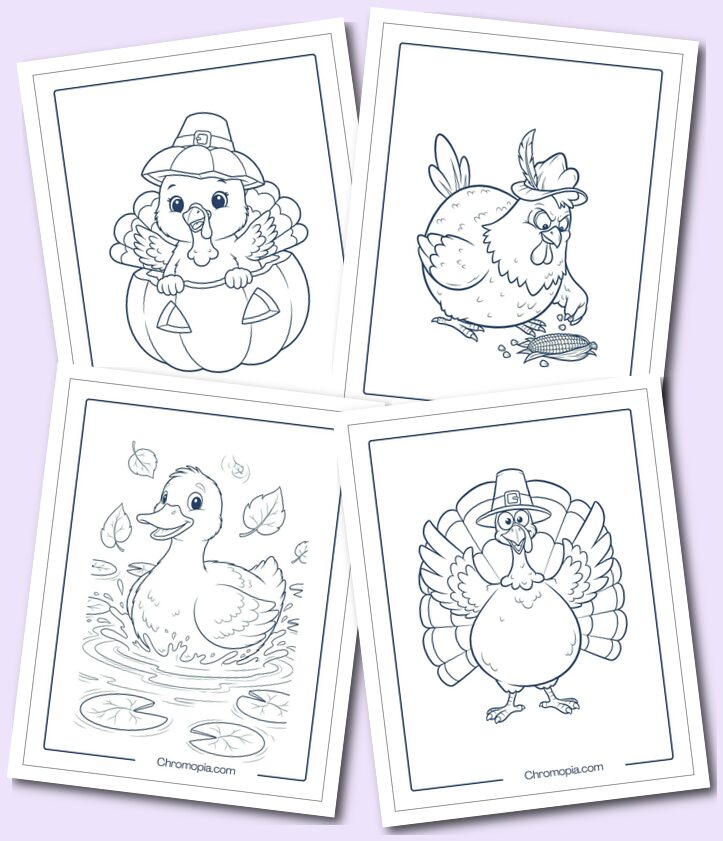 Thanksgiving Birds Coloring Pages for kids