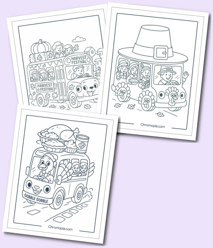 Thanksgiving Bus Coloring Pages