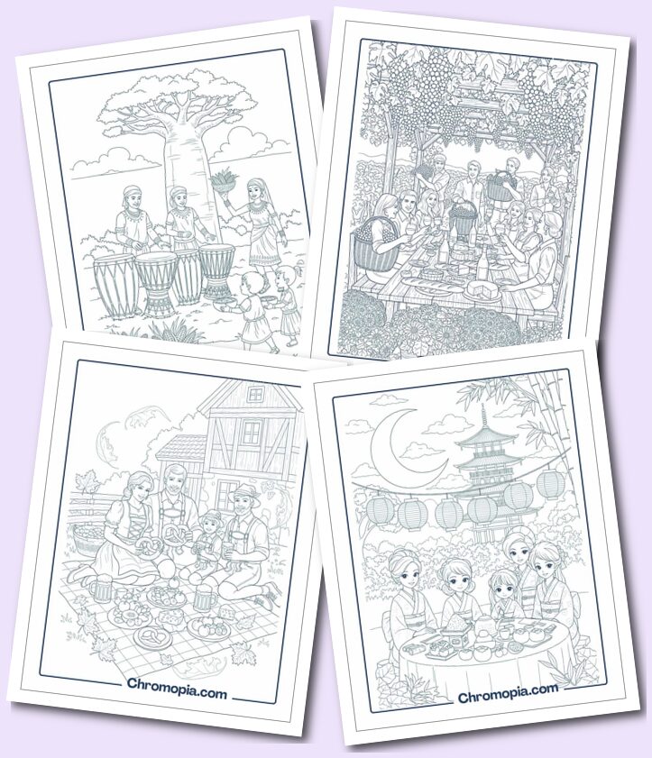 Thanksgiving Flowers Around the World coloring pages For Adults