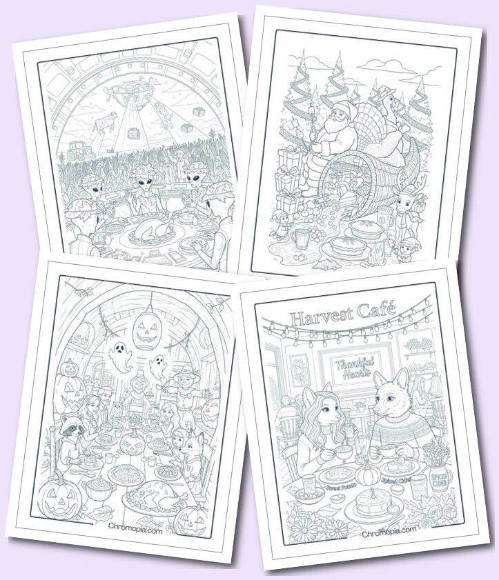 Thanksgiving Harvest Coloring Pages for Adults