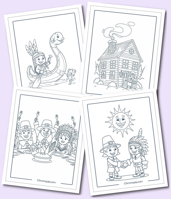 Thanksgiving History & Tradition Icons coloring sheets