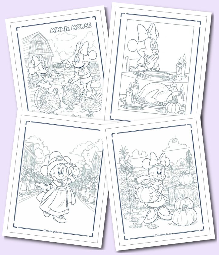 Thanksgiving Minnie Mouse Coloring Pages