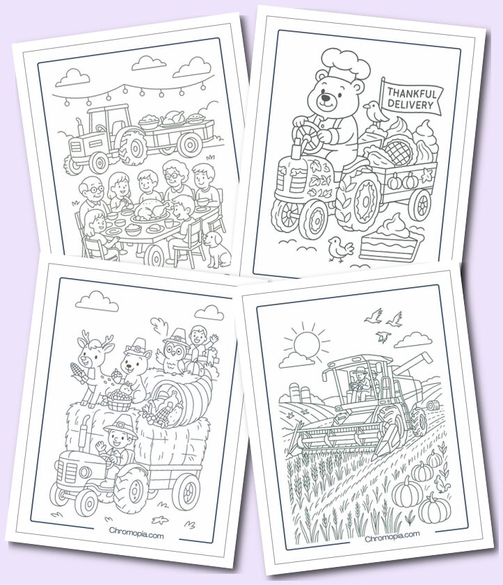 Thanksgiving Tractor Coloring Pages