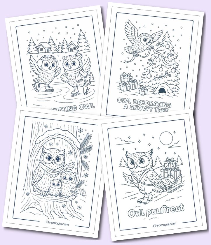 Thanksgiving, Winter and Snowy Owl Coloring Pages