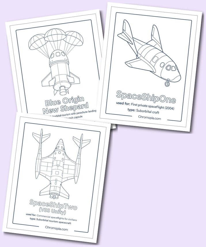 Tourism & Suborbital Spaceships coloring pages