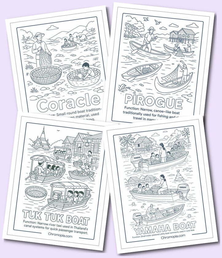 Traditional Cultural Boats coloring pages