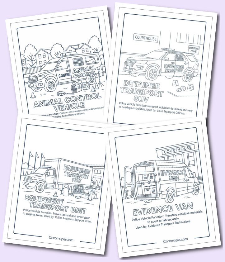 Transport & Utility – Police Vehicle Coloring Pages