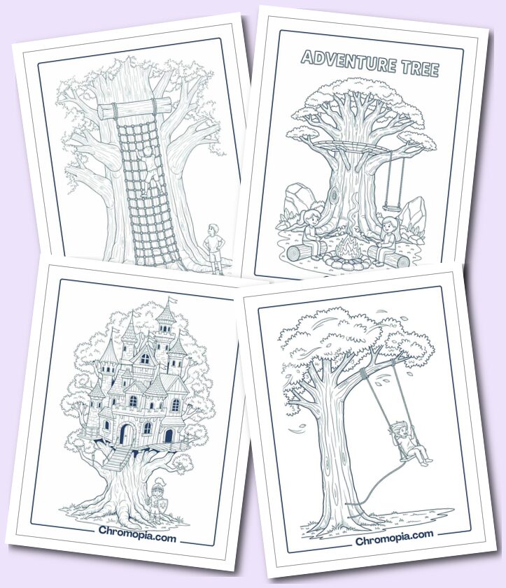 Treehouses & Adventure Trees coloring pages