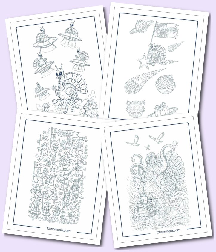 Turkey in Folklore & Myths, Pilgrim Animal Parade coloring pages