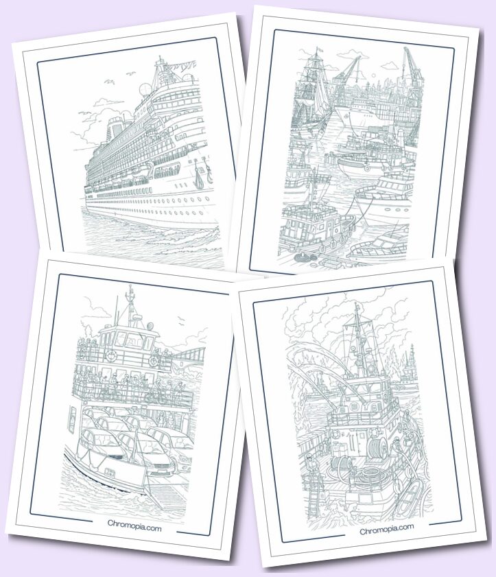 Ultra-Realistic & Creative Boat Coloring Pages for Adults