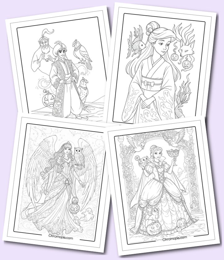 Ultra-Realistic Halloween Disney Characters Around the World Coloring Pages