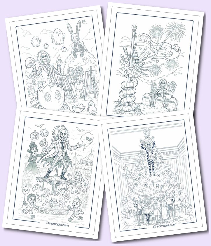 Ultra realistic Holiday Beetlejuice Coloring Pages for Adults