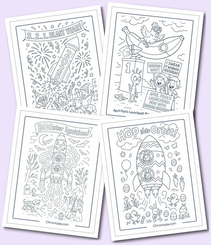 Ultra Realistic Holiday-Themed Rockets coloring pages