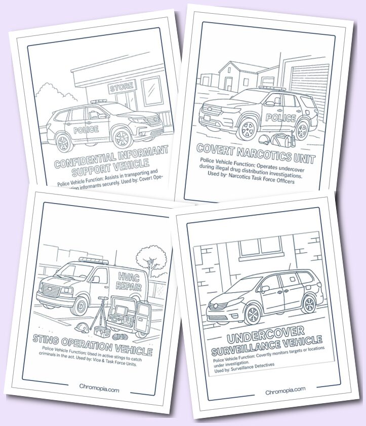 Undercover & Vice – Police Vehicle Coloring Pages