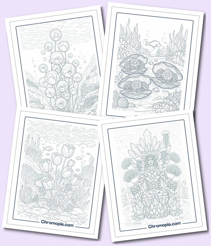 Underwater Flower Worlds coloring pages