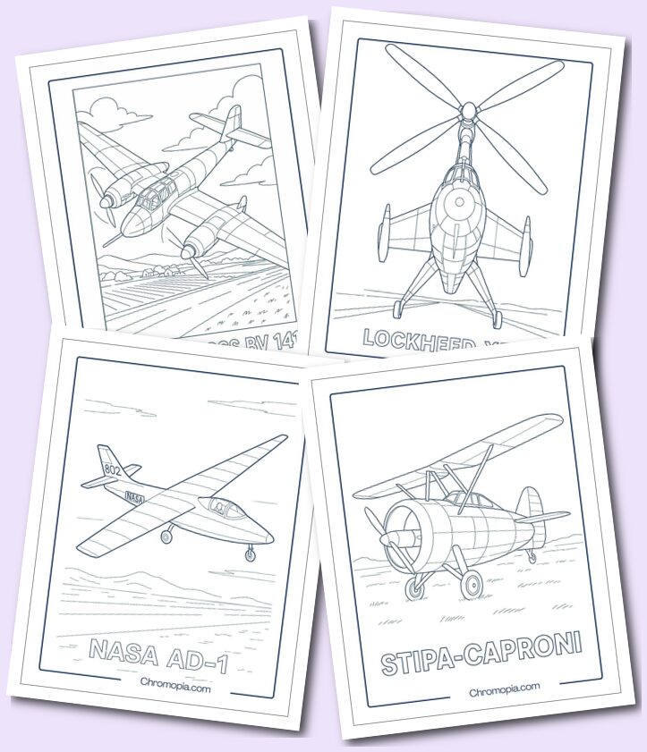 Unusual or Novel Designs aircraft coloring pages