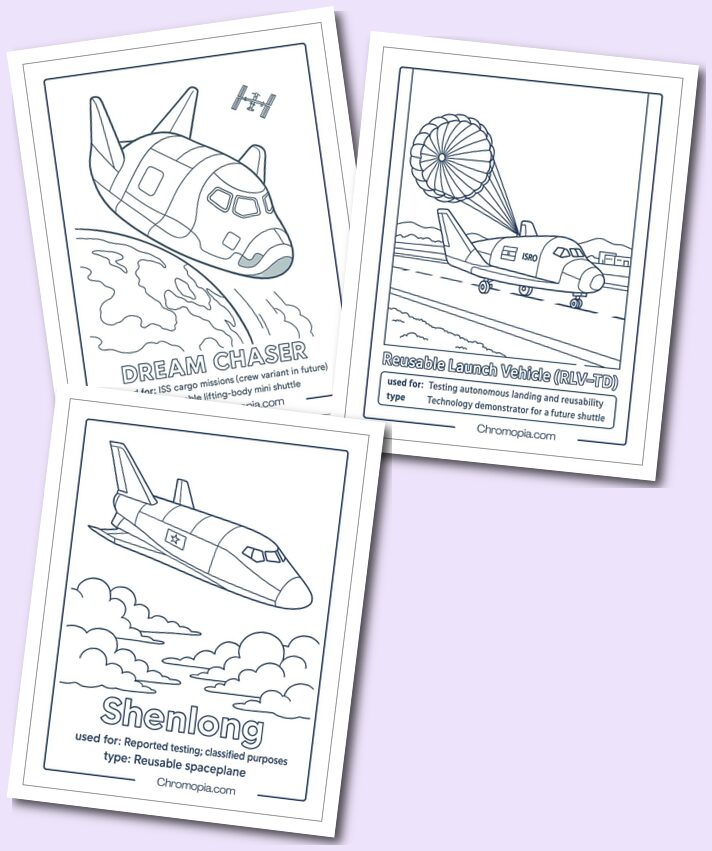 Upcoming or Developing Shuttle-Like Vehicles coloring pages