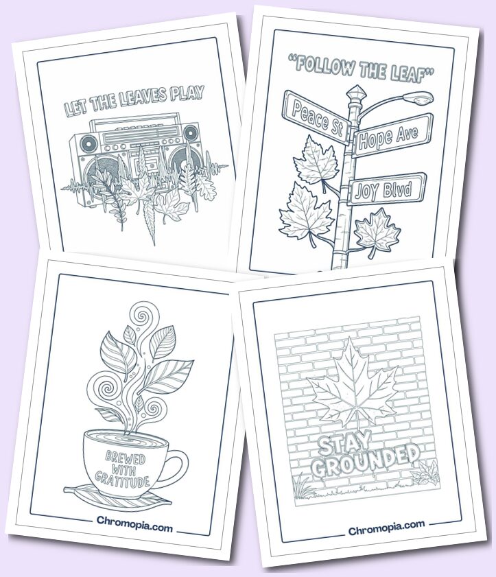 Urban & Modern Life with Leaves coloring pages