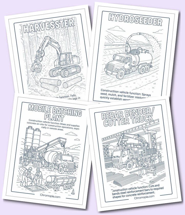 Utility, Cleaning & Finishing Construction Vehicle Coloring Pages