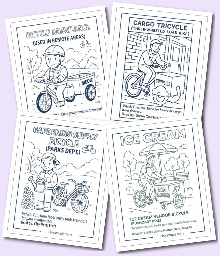 Utility & Specialty Bicycles – Bicycle Coloring Pages