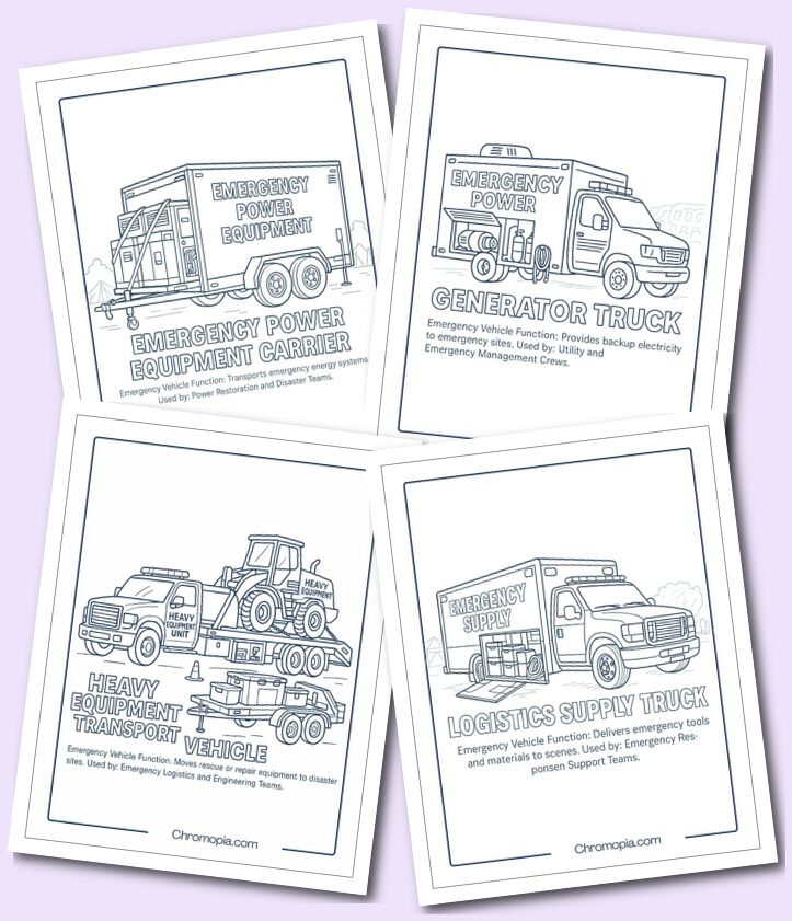 Utility, Support & Logistics Vehicles – Emergency Vehicle Coloring Pages