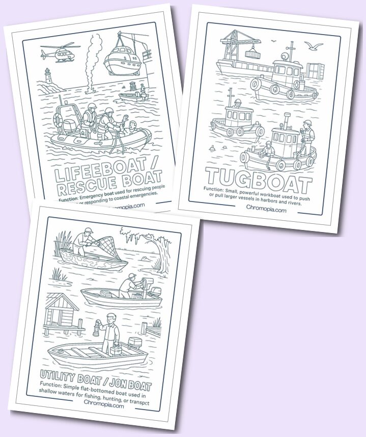 Utility Work Boats coloring pages