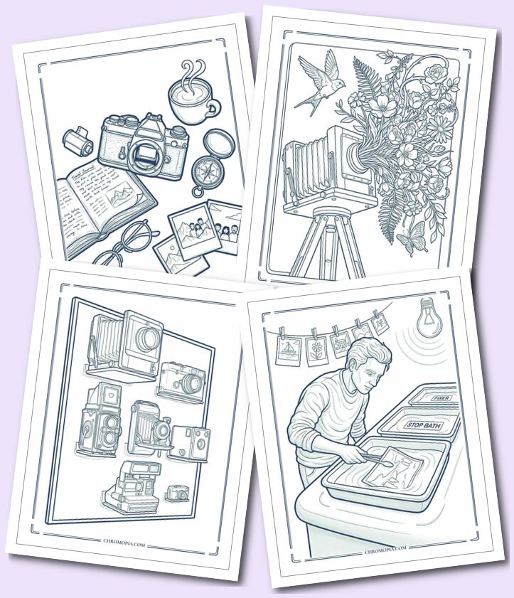 Vintage Camera and Photography Equipment Coloring Pages