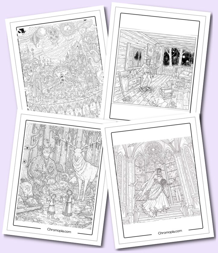 visually disturbing, psychologically dreadful coloring pages