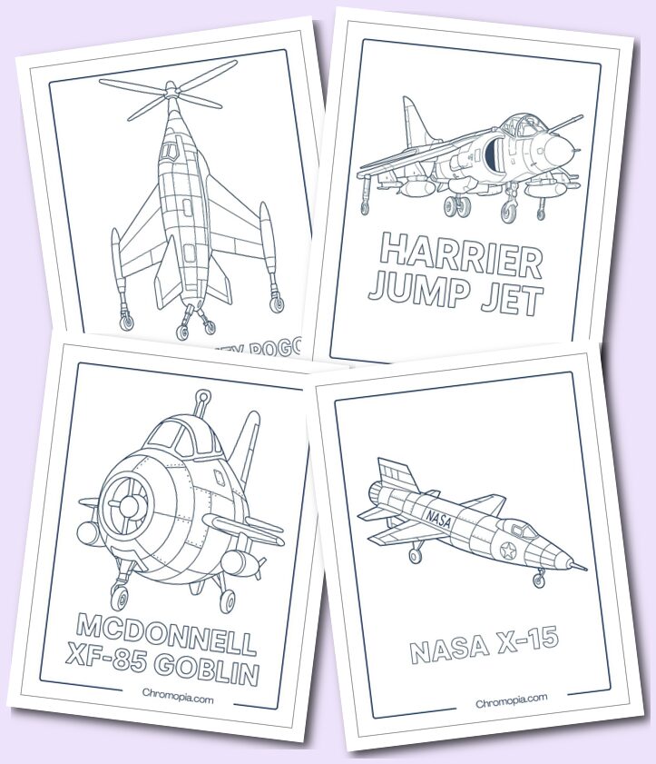 VTOL, Experimental, and Unique Configuration Aircraft coloring pages