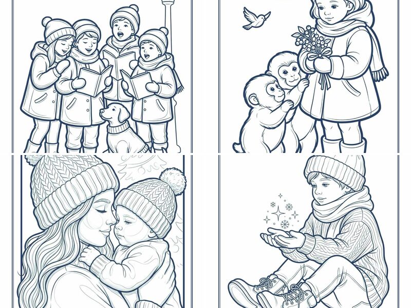 Warm Winter Family Coloring Pages