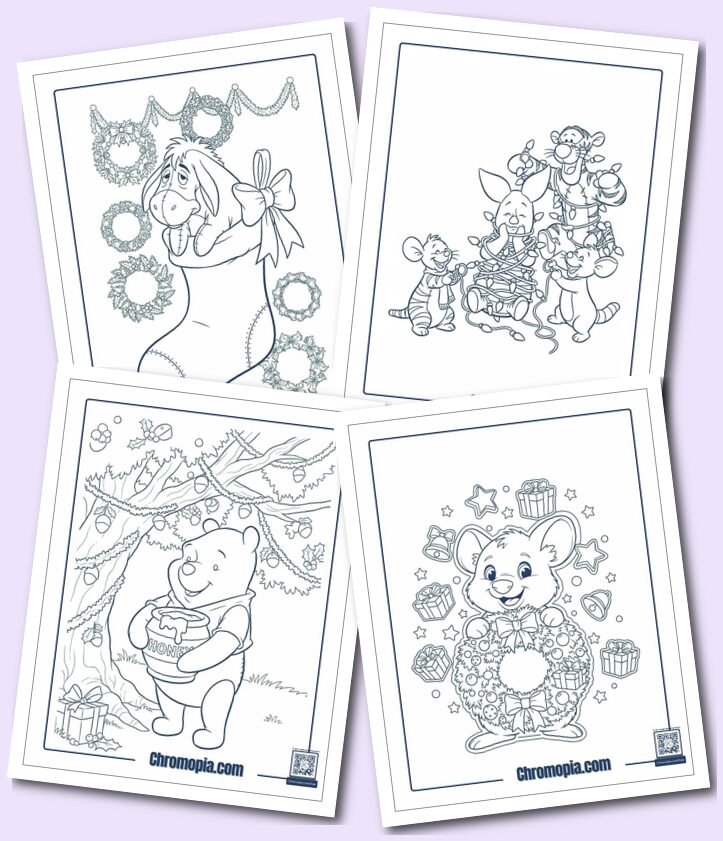 Winnie the Pooh and Friends Christmas Coloring Pages