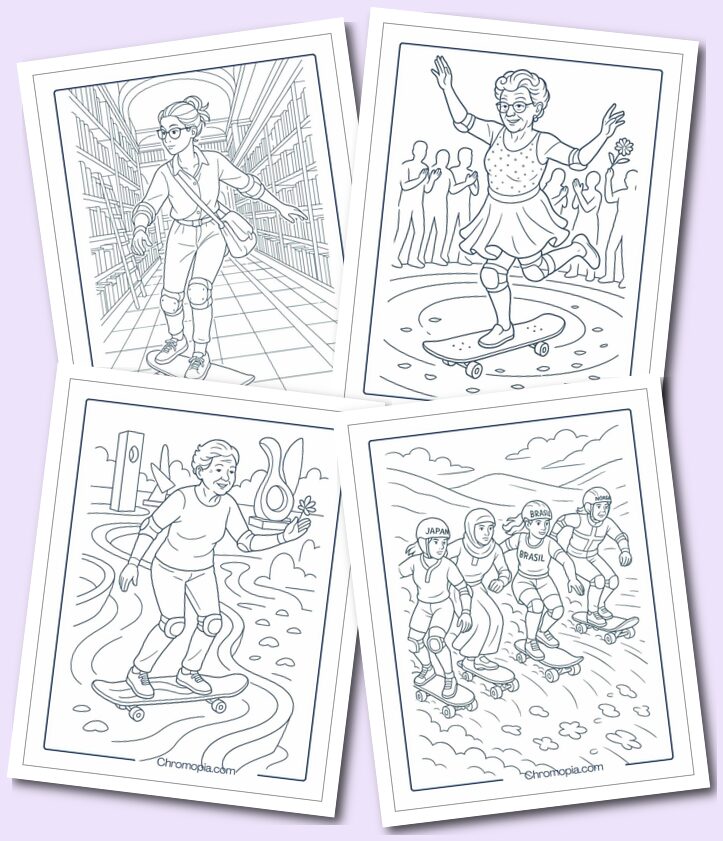 Woman Skateboard Coloring Pages